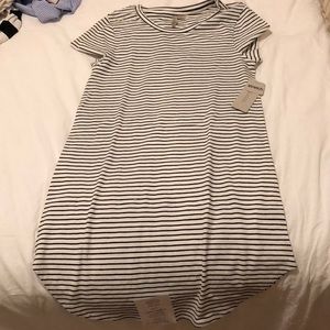 Navy and white striped dress